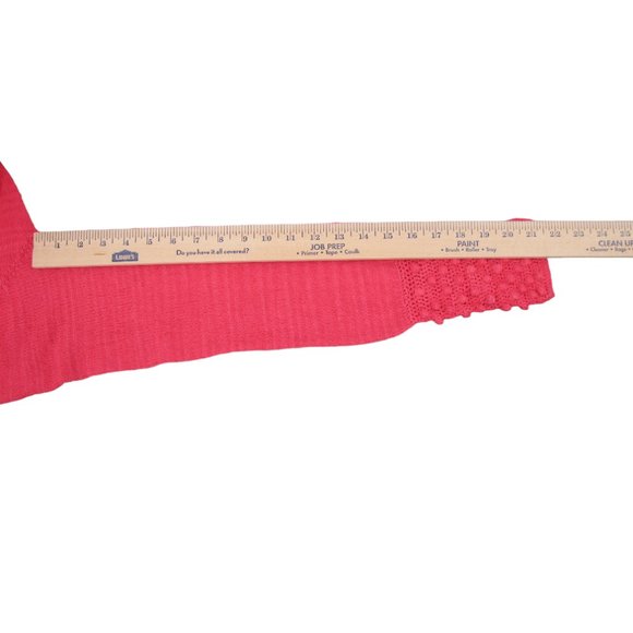 Handknit Cardigan Raised Popcorn Design Trim Bright Rose Womens Button Up L / XL - Picture 13 of 15